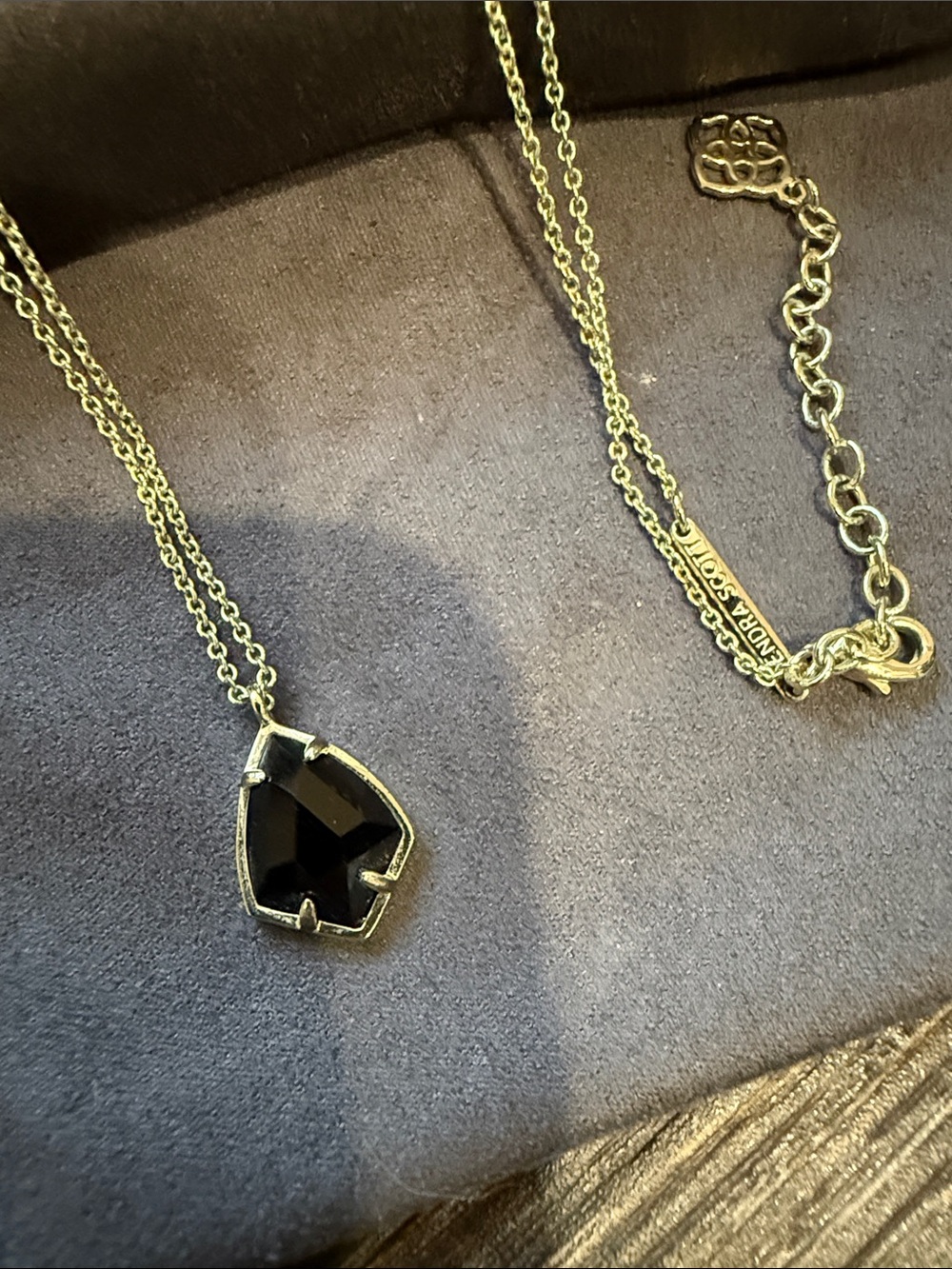 Kendra Scott Gold Chain Necklace with Black Pendant